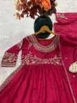 FANCY CHINON EMBROIDERY WITH THREAD AND SEQUENCE WORK NAYRA CUT TOP BOTTOM WITH DUPATTA FESTIVE WEAR WHOLESALE PRICE ETHNIC GARMENT (3)
