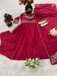 FANCY CHINON EMBROIDERY WITH THREAD AND SEQUENCE WORK NAYRA CUT TOP BOTTOM WITH DUPATTA FESTIVE WEAR WHOLESALE PRICE ETHNIC GARMENT (3)