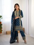 FANCY CHINON SEQUENCE EMBROIDERY WORK TOP BOTTOM WITH DUPATTA FESTIVE WEAR WHOLESALE PRICE ETHNIC GARMENT (5)