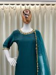 FANCY CHINON SEQUENCE EMBROIDERY WORK WITH GOLDEN COIN LACE WORK TOP PATIYALA WITH DUPATTA FESTIVE WEAR WHOLESALE PRICE ETHNIC GARMENT (2)