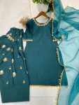 FANCY CHINON SEQUENCE EMBROIDERY WORK WITH GOLDEN COIN LACE WORK TOP PATIYALA WITH DUPATTA FESTIVE WEAR WHOLESALE PRICE ETHNIC GARMENT (2)