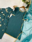 FANCY CHINON SEQUENCE EMBROIDERY WORK WITH GOLDEN COIN LACE WORK TOP PATIYALA WITH DUPATTA FESTIVE WEAR WHOLESALE PRICE ETHNIC GARMENT (2)