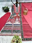 FANCY CHINON SILK DIGITAL PRINT WITH READY MADE LACE BORDER AND REAL MIRROR HAND WORK TOP PALAZZO WITH DUPATTA FESTIVE WEAR WHOLESALE PRICE ETHNIC GARMENT (10)