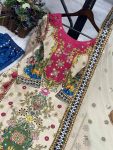 FANCY CHINON SILK DIGITAL PRINT WITH REAL MIRROR HAND WORK WITH LSCE BORDER WORK TOP BOTTOM WITH DUPATTA FESTIVE WEAR WHOLESALE PRICE ETHNIC GARMENT (4)