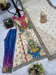 FANCY CHINON SILK DIGITAL PRINT WITH REAL MIRROR HAND WORK WITH LSCE BORDER WORK TOP BOTTOM WITH DUPATTA FESTIVE WEAR WHOLESALE PRICE ETHNIC GARMENT (4)
