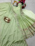 FANCY CHINON SILK EMBROIDERY CODING DORI AND SEQUENCE WORK GOWN BOTTOM WITH DUPATTA FESTIVE WEAR WHOLESALE PRICE ETHNIC GARMENT (2)