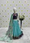 FANCY CHINON SILK EMBROIDERY SEQUENCE WITH SOFT PRINTED WORK KID’S LEHENGA CHOLI WITH DUPATTA PARTY WEAR WHOLESALE PRICE ETHNIC GARMENT (12)