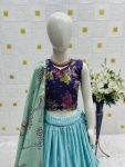 FANCY CHINON SILK EMBROIDERY SEQUENCE WITH SOFT PRINTED WORK KID’S LEHENGA CHOLI WITH DUPATTA PARTY WEAR WHOLESALE PRICE ETHNIC GARMENT (12)