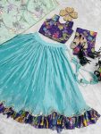FANCY CHINON SILK EMBROIDERY SEQUENCE WITH SOFT PRINTED WORK KID’S LEHENGA CHOLI WITH DUPATTA PARTY WEAR WHOLESALE PRICE ETHNIC GARMENT (12)