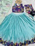 FANCY CHINON SILK EMBROIDERY SEQUENCE WITH SOFT PRINTED WORK KID’S LEHENGA CHOLI WITH DUPATTA PARTY WEAR WHOLESALE PRICE ETHNIC GARMENT (12)