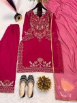 FANCY CHINON SILK EMBROIDERY SEQUENCE WORK TOP BOTTOM WITH DUPATTA FESTIVE WEAR WHOLESALE PRICE ETHNIC GARMENT (3)