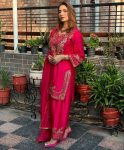 FANCY CHINON SILK EMBROIDERY SEQUENCE WORK TOP BOTTOM WITH DUPATTA FESTIVE WEAR WHOLESALE PRICE ETHNIC GARMENT (3)