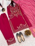 FANCY CHINON SILK EMBROIDERY SEQUENCE WORK TOP BOTTOM WITH DUPATTA FESTIVE WEAR WHOLESALE PRICE ETHNIC GARMENT (3)