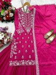 FANCY CHINON SILK EMBROIDERY SEQUENCE WORK TOP LEHENGA WITH DUPATTA WEDDING WEAR WHOLESALE PRICE ETHNIC GARMENT (2)