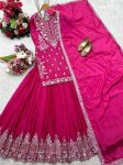 FANCY CHINON SILK EMBROIDERY SEQUENCE WORK TOP LEHENGA WITH DUPATTA WEDDING WEAR WHOLESALE PRICE ETHNIC GARMENT (2)