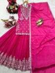 FANCY CHINON SILK EMBROIDERY SEQUENCE WORK TOP LEHENGA WITH DUPATTA WEDDING WEAR WHOLESALE PRICE ETHNIC GARMENT (2)
