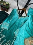 FANCY CHINON SILK EMBROIDERY THREAD AND SEQUENCE WORK TOP BOTTOM WITH DUPATTA FESTIVE WEAR WOLESALE PRICE ETHNIC GARMENT (3)