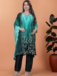 FANCY CHINON SILK EMBROIDERY THREAD AND SEQUENCE WORK TOP BOTTOM WITH DUPATTA FESTIVE WEAR WOLESALE PRICE ETHNIC GARMENT (3)