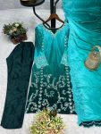 FANCY CHINON SILK EMBROIDERY THREAD AND SEQUENCE WORK TOP BOTTOM WITH DUPATTA FESTIVE WEAR WOLESALE PRICE ETHNIC GARMENT (3)