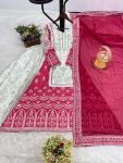 FANCY CHINON SILK FANCY DIGITAL PRINT WITH REAL MIRROR HAND WORK WITH HANGING LATKAN LACE BORDER WORK TOP PALAZZO WITH DUPATTA FESTIVE WEAR WHOLESALE PRICE ETHNIC GARMENT (3)