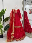 FANCY CHINON SILK THREAD AND SEQUENCE WORK TOP LEHENGA WITH DUPATTA FESTIVE WEAR WHOLESALE PRICE ETHNIC GARMENT (2)