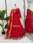 FANCY CHINON SILK THREAD AND SEQUENCE WORK TOP LEHENGA WITH DUPATTA FESTIVE WEAR WHOLESALE PRICE ETHNIC GARMENT (2)