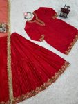 FANCY CHINON SILK THREAD AND SEQUENCE WORK TOP LEHENGA WITH DUPATTA FESTIVE WEAR WHOLESALE PRICE ETHNIC GARMENT (2)