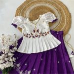 FANCY CHINON ZARI WITH FLOWERS DESIGN BORDER WITH MATCHING TASSELS KID’S TOP WITH LEHENGA PARTY WEAR WHOLESALE PRICE ETHNIC GARMENT (5)