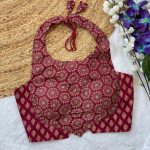 FANCY COTTON AJRAKH PRINTED STITCHED BLOUSE MAROON