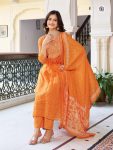 FANCY COTTON EMBROIDERY WORK TOP BOTTOM WITH DUPATTA FESTIVE WEAR WHOLESALE PRICE ETHNIC GARMENT (5)