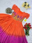 FANCY COTTON PADDING MULTI COLOR THREAD WORK ONE PIECE PARTY WEAR WHOLESALE PRICE ETHNIC GARMENT (2)
