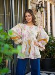 FANCY COTTON PRINTED AND STITCHING PATTERN TOP OFF WHITE