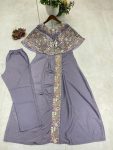 FANCY CREPE SILK CODING SEQUENCE EMBROIDERY FOIL PAPER WORK TOP WITH BOTTOM PARTY WEAR WHOLESALE PRICE ETHNIC GARMENT (10)