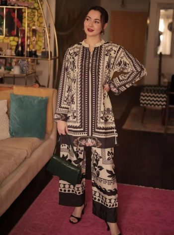 FANCY CREPE SILK DIGITAL PRINTED CO-ORD SET CREAM