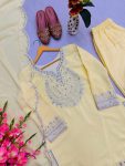 FANCY CREPE SILK EMBROIDERY SEQUENCE WORK WITH PEARL MOTI WORK TOP PATIYALA WITH DUPATTA FESTIVE WEAR WHOLESALE PRICE ETHNIC GARMENT (2)