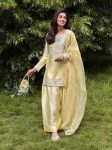 FANCY CREPE SILK EMBROIDERY SEQUENCE WORK WITH PEARL MOTI WORK TOP PATIYALA WITH DUPATTA OFF WHITE
