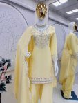 FANCY CREPE SILK EMBROIDERY SEQUENCE WORK WITH PEARL MOTI WORK TOP PATIYALA WITH DUPATTA FESTIVE WEAR WHOLESALE PRICE ETHNIC GARMENT (2)