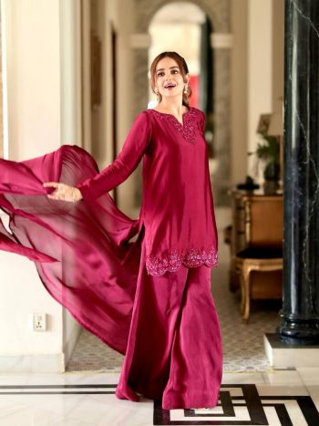 FANCY CREPE SILK THREAD WITH SEQUENCE WORK TOP PATIYALA WITH DUPATTA MAROON