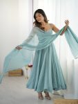 FANCY CRUNCHY SILK HOT FIXING WITH FANCY LACE WORK GOWN BOTTOM WITH DUPATTA PARTY WEAR WHOLESALE PRICE ETHNIC GARMENT (3)