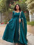 FANCY FANDY SILK EMBROIDERY SEQUENCE WORK GOWN BOTTOM WITH DUPATTA RAMA