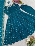 FANCY FANDY SILK EMBROIDERY SEQUENCE WORK GOWN BOTTOM WITH DUPATTA PARTY WEAR WHOLESALE PRICE ETHNIC GARMENT (20)