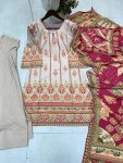 FANCY FRENCH CREPE PRINTED WORK AND REAL MIRROR WORK TOP PATIYALA WITH DUPATTA FESTIVE WEAR WHOLESALE PRICE ETHNIC GARMENT (3)