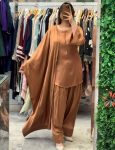 FANCY GEORGETTE BUTTON  WORK TOP PATIYALA WITH DUPATTA CHIKU