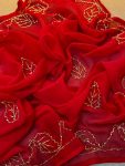 FANCY GEORGETTE CUT DANA HANDWORK SAREE WITH UNSTITCHED BLOUSE PARTY WEAR WHOLESALE PRICE ETHNIC GARMENT (3)