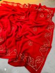 FANCY GEORGETTE CUT DANA HANDWORK SAREE WITH UNSTITCHED BLOUSE PARTY WEAR WHOLESALE PRICE ETHNIC GARMENT (3)
