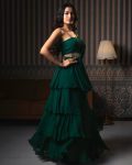 FANCY GEORGETTE CUT DANA WORK CHOLI AND LAYRED LEHENG WITH ATTACHED DUPATTA FESTIVE WEAR WHOLESALE PRICE ETHNIC GARMENT (4)