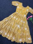 FANCY GEORGETTE DIGITAL PRINT WITH 3 LAYAR FLAIR STITCHED ONE PIECE DRESS PARTY WEAR WHOLESALE PRICE ETHNIC GARMENT (3)