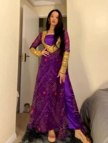 FANCY GEORGETTE DIGITAL PRINT WITH EMBROIDERY CODING AND SEQUENCE WORK TOP TUBE TOP AND BOTTOM SET  PURPLE