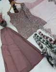 FANCY GEORGETTE EMBROIDERY SEQUENCE PEARL HAND WORK TOP PALAZZO WITH DUPATTA PARTY WEAR WHOLESALE PRICE ETHNIC GARMENT (2)