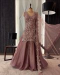 FANCY GEORGETTE EMBROIDERY SEQUENCE PEARL HAND WORK TOP PALAZZO WITH DUPATTA PARTY WEAR WHOLESALE PRICE ETHNIC GARMENT (2)